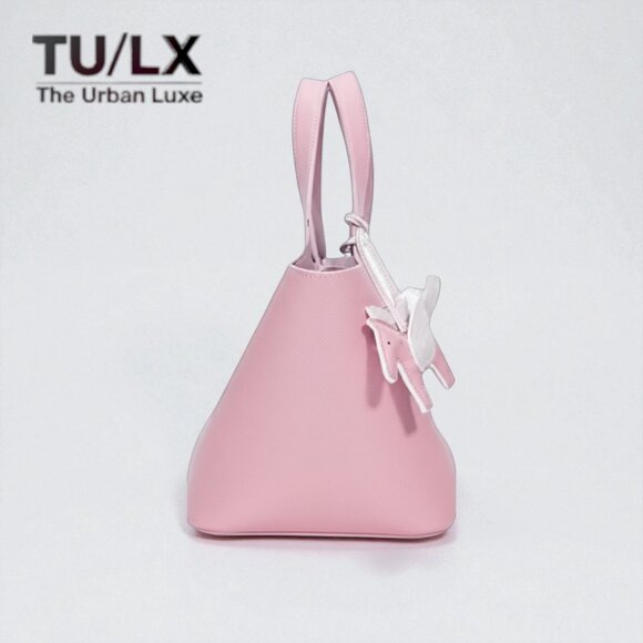 LUXE 4 LESS | Pink Vegan Leather Bucket Tote with Charm, New, Picotin Lock Style - Picture 2 of 5